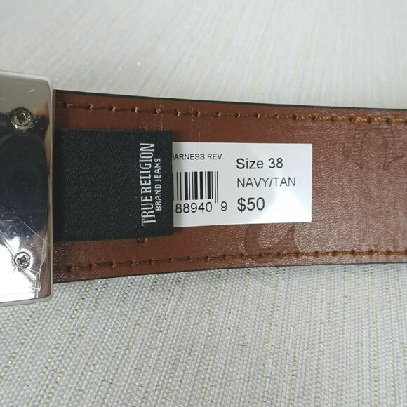 NWT TRUE RELIGION Reversible Buckle Belt Able Horseshoe Harness 38 - Picture 8 of 11
